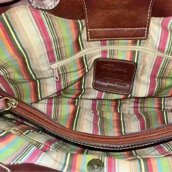 Fossil Woven Straw look Boho circle handle hand bag purse with shoulder strap - Picture 2 of 15